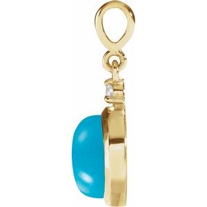 14K Yellow 6 mm Natural Turquoise & .03 CT Natural Diamond Pendant