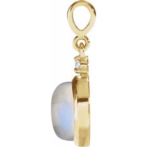 14K Yellow 6 mm Natural Rainbow Moonstone & .03 CT Natural Diamond Pendant