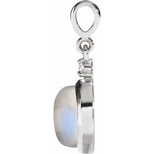Sterling Silver 6 mm Natural Rainbow Moonstone & .03 CT Natural Diamond Pendant