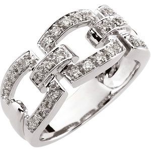 14K White Gold 1/3 CTW Natural Diamond Link Ring