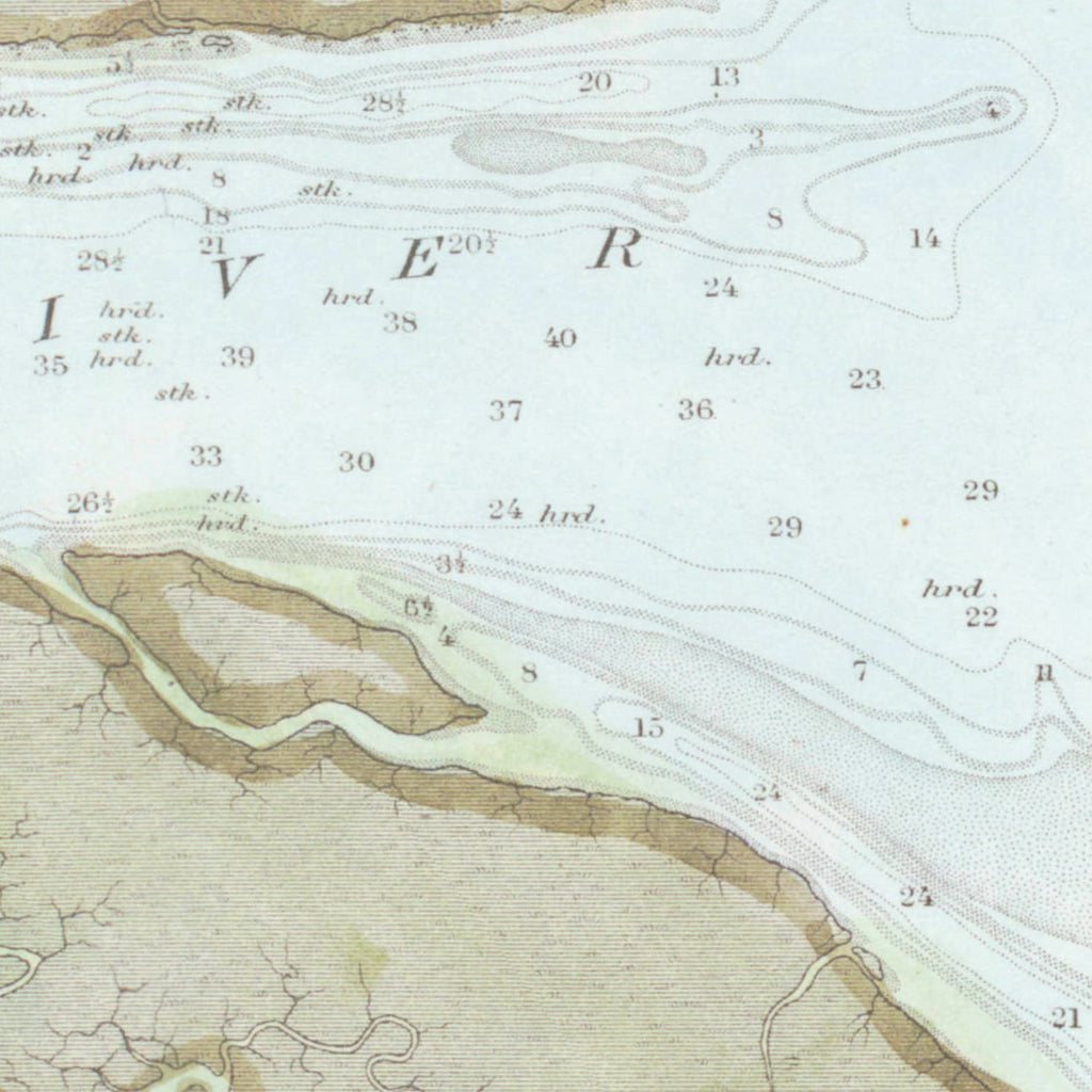 Vintage Entrance To Bull & Combahee Rivers Map 1871