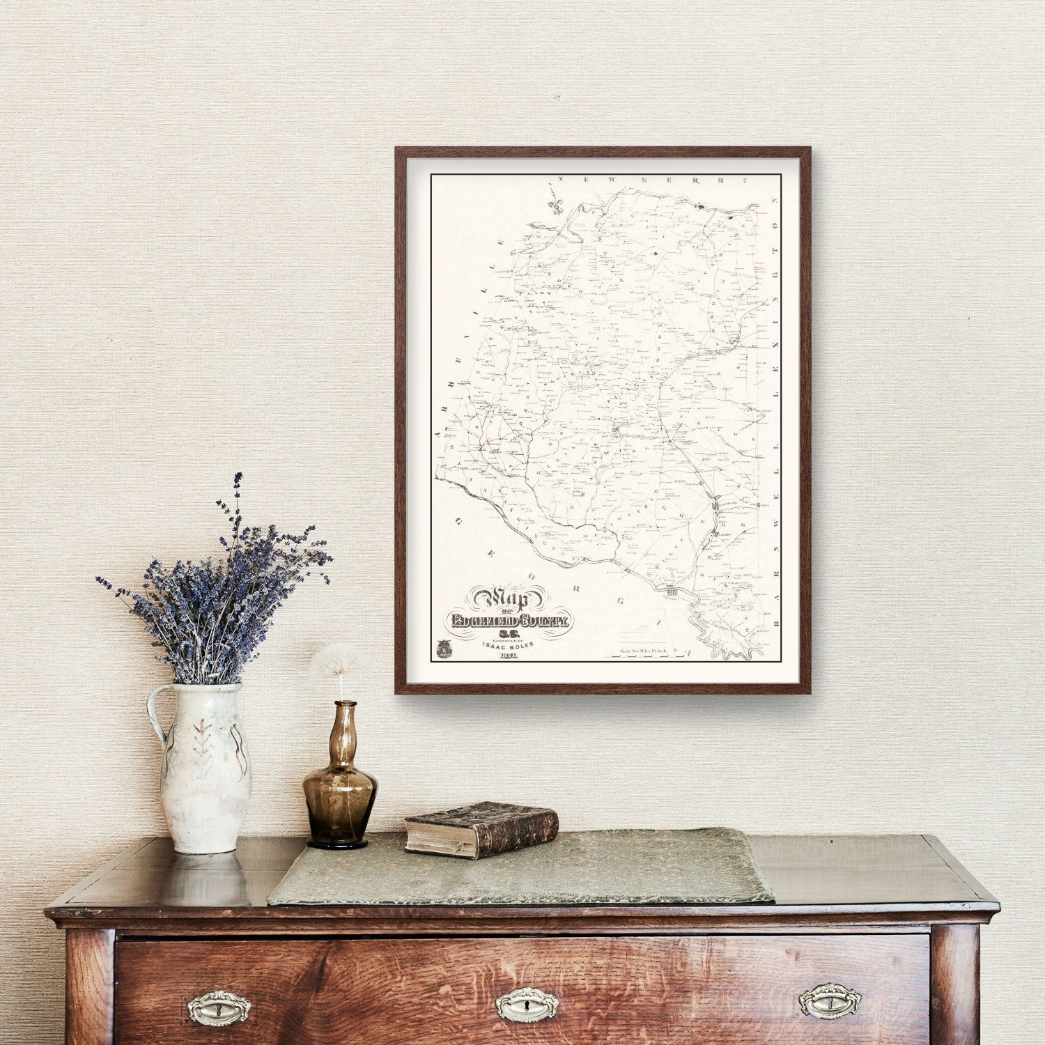 Vintage Map of Edgefield County, South Carolina 1871