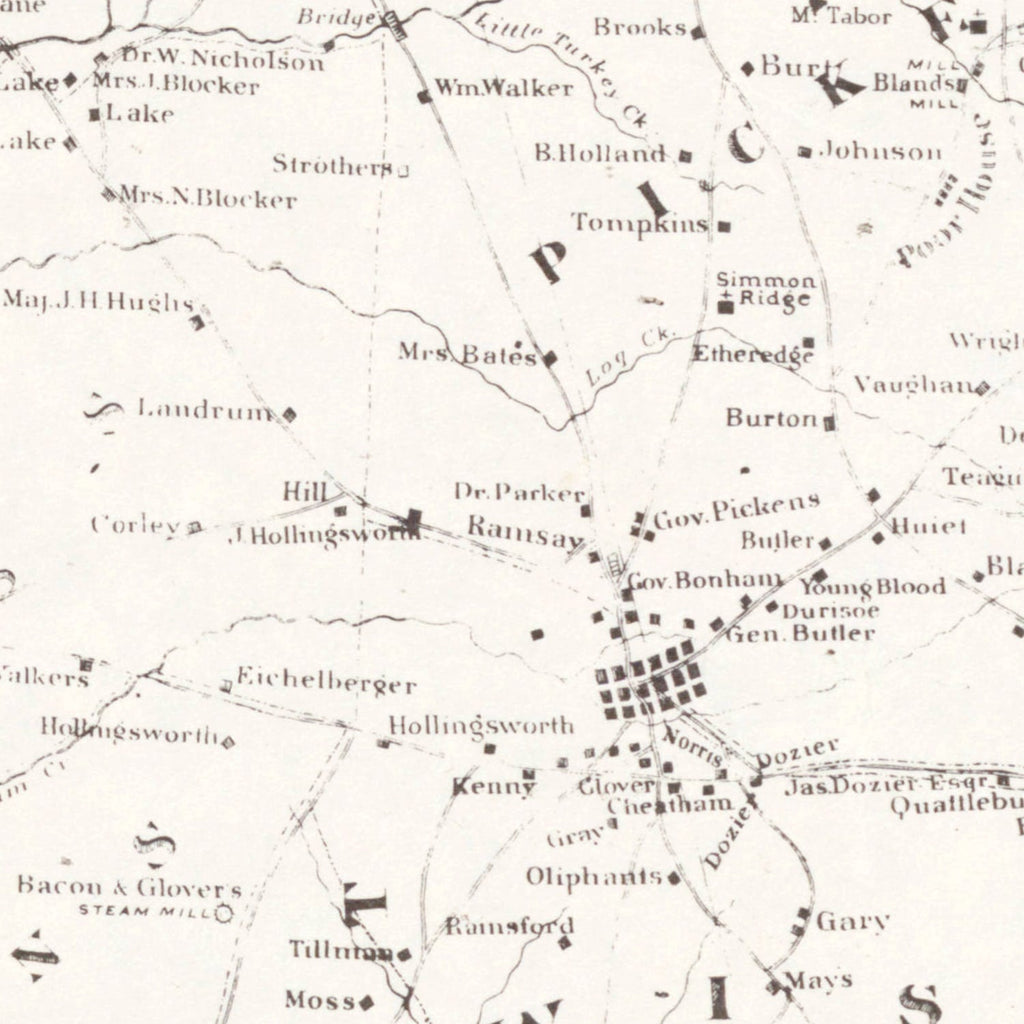 Vintage Map of Edgefield County, South Carolina 1871