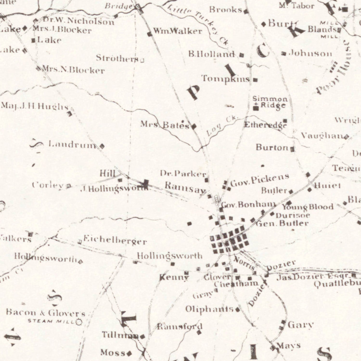 Vintage Map of Edgefield County, South Carolina 1871