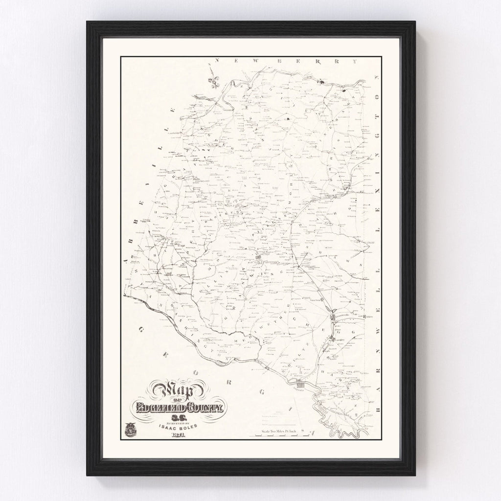 Vintage Map of Edgefield County, South Carolina 1871