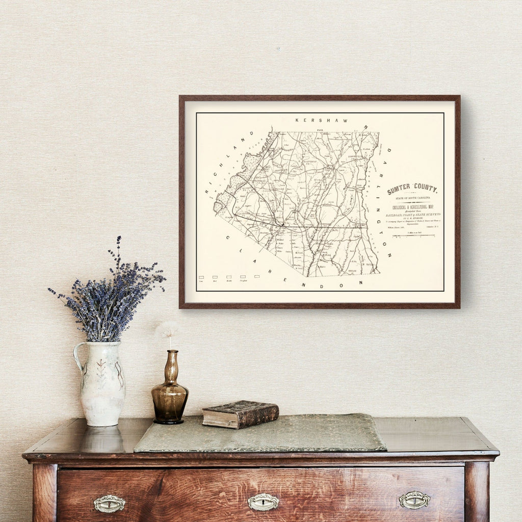 Vintage Map of Sumter County, South Carolina 1880