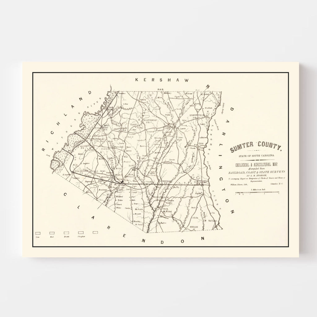 Vintage Map of Sumter County, South Carolina 1880