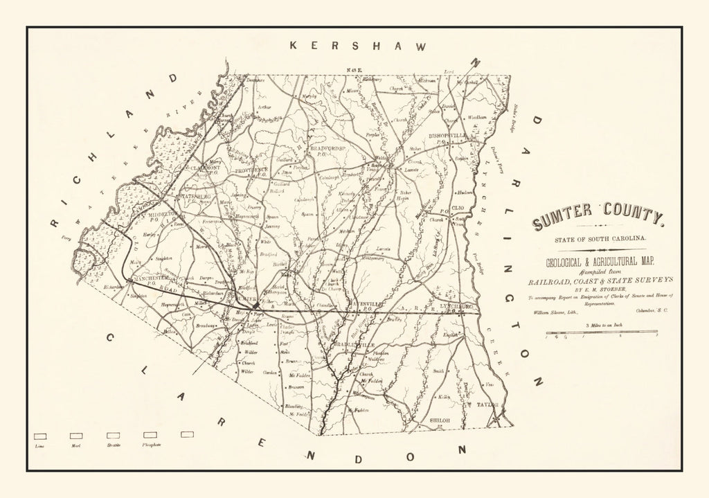 Vintage Map of Sumter County, South Carolina 1880