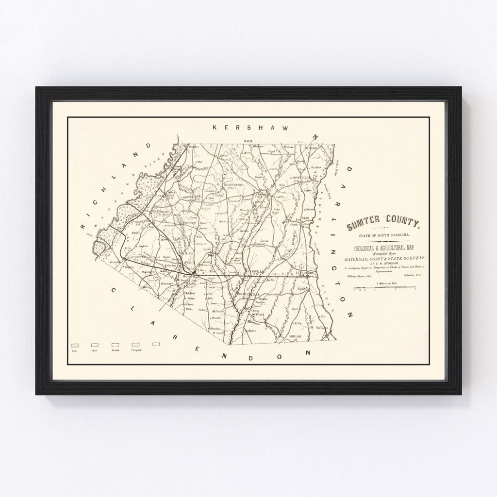 Vintage Map of Sumter County, South Carolina 1880