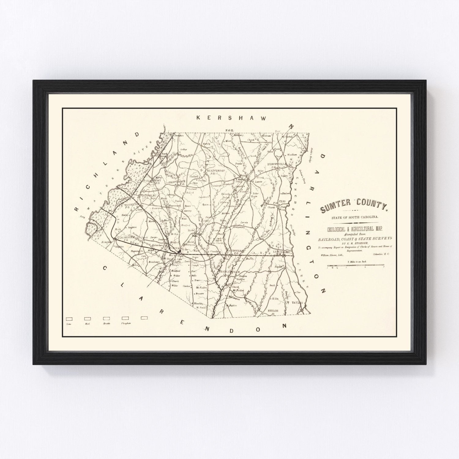 Vintage Map of Sumter County, South Carolina 1880