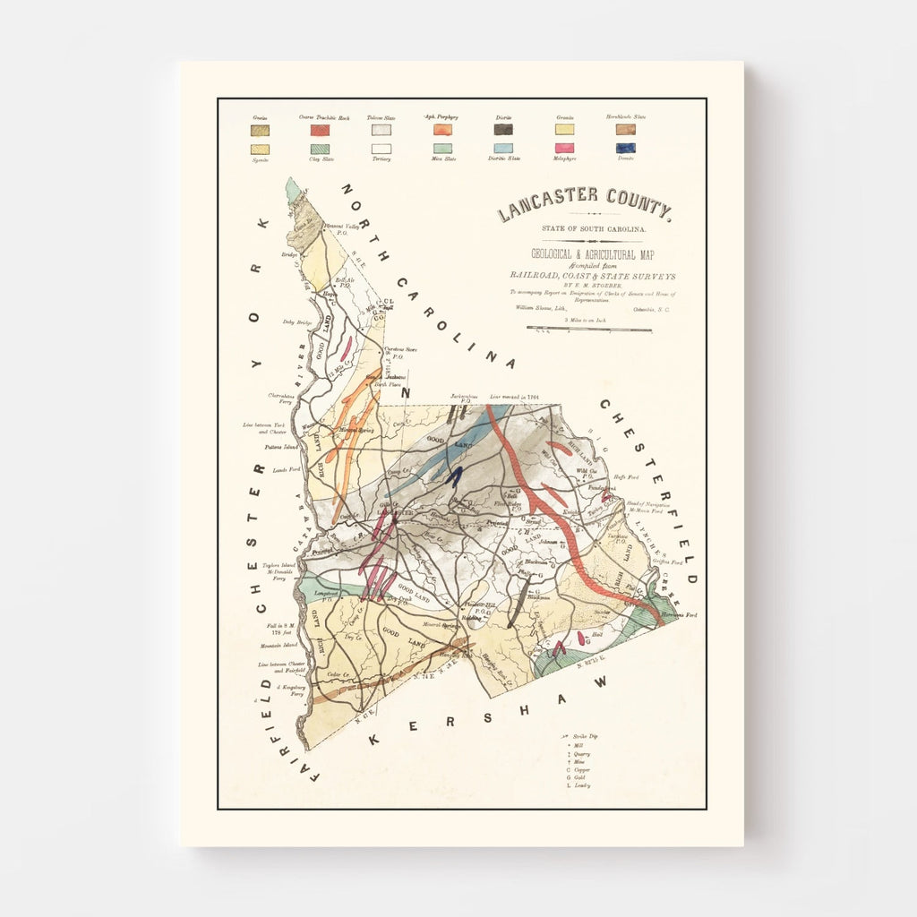 Vintage Map of Lancaster County, South Carolina 1880