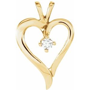 14K Yellow Gold 1/10 CT Natural Diamond Heart Pendant
