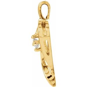 14K Yellow Gold 1/10 CT Natural Diamond Heart Pendant