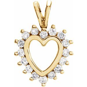 14K Yellow Gold 1/3 CTW Natural Diamond Heart Pendant
