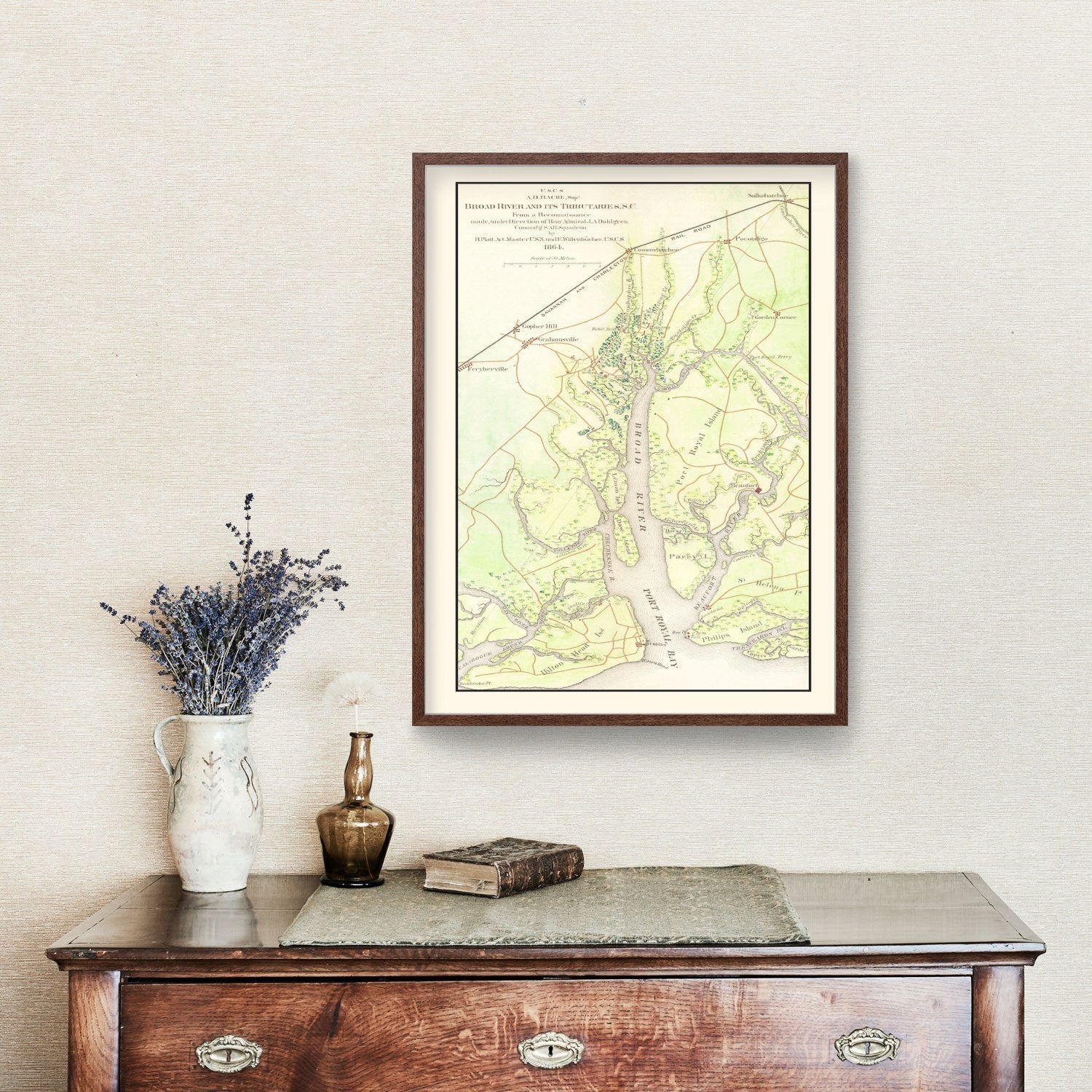 Vintage Broad River, SC Map 1865