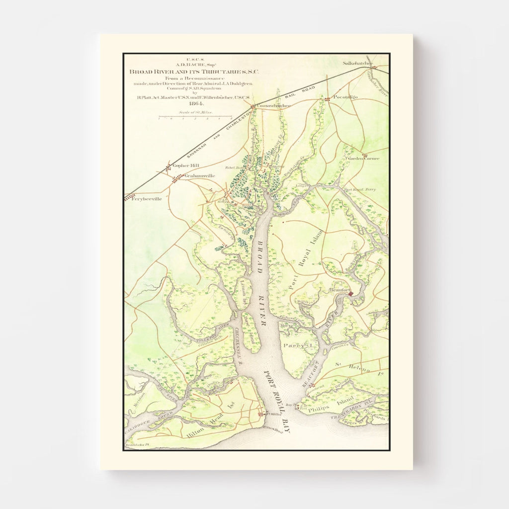 Vintage Broad River, SC Map 1865