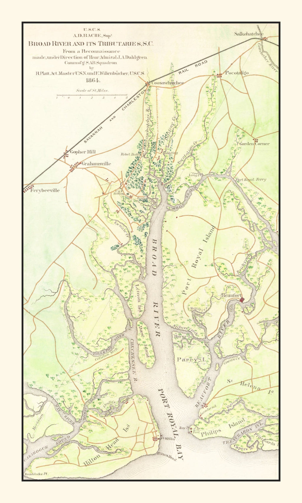 Vintage Broad River, SC Map 1865