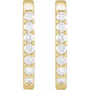 14K Yellow Gold 1/6 CTW Natural Diamond 15 mm Hoop Earrings