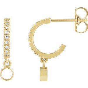 14K Yellow Gold 3 mm Round .08 CTW Natural Diamond Semi-Set French-Set 16.1 mm Hoop Earrings