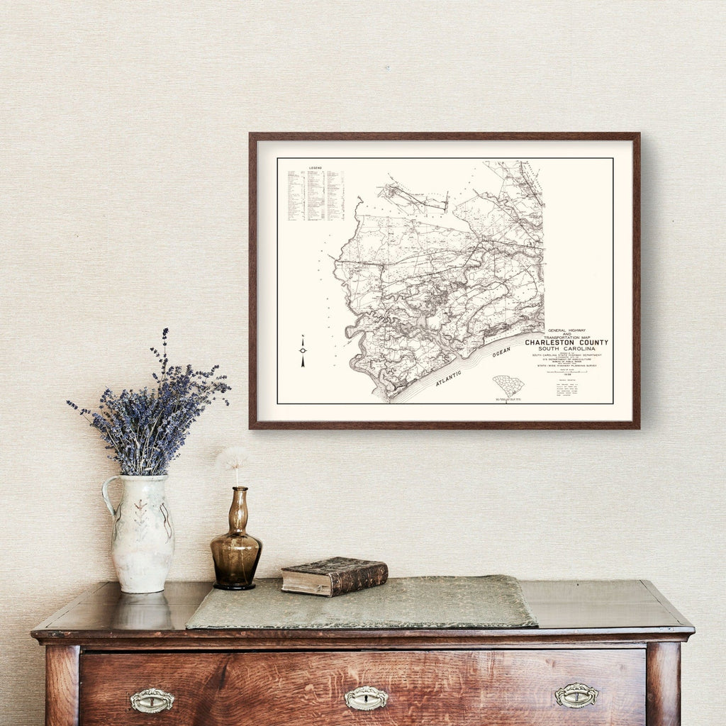 Vintage Map of Charleston County, South Carolina 1938