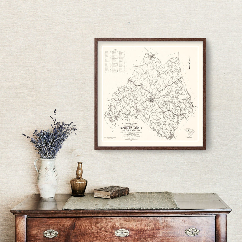 Vintage Map of Newberry County, South Carolina 1938
