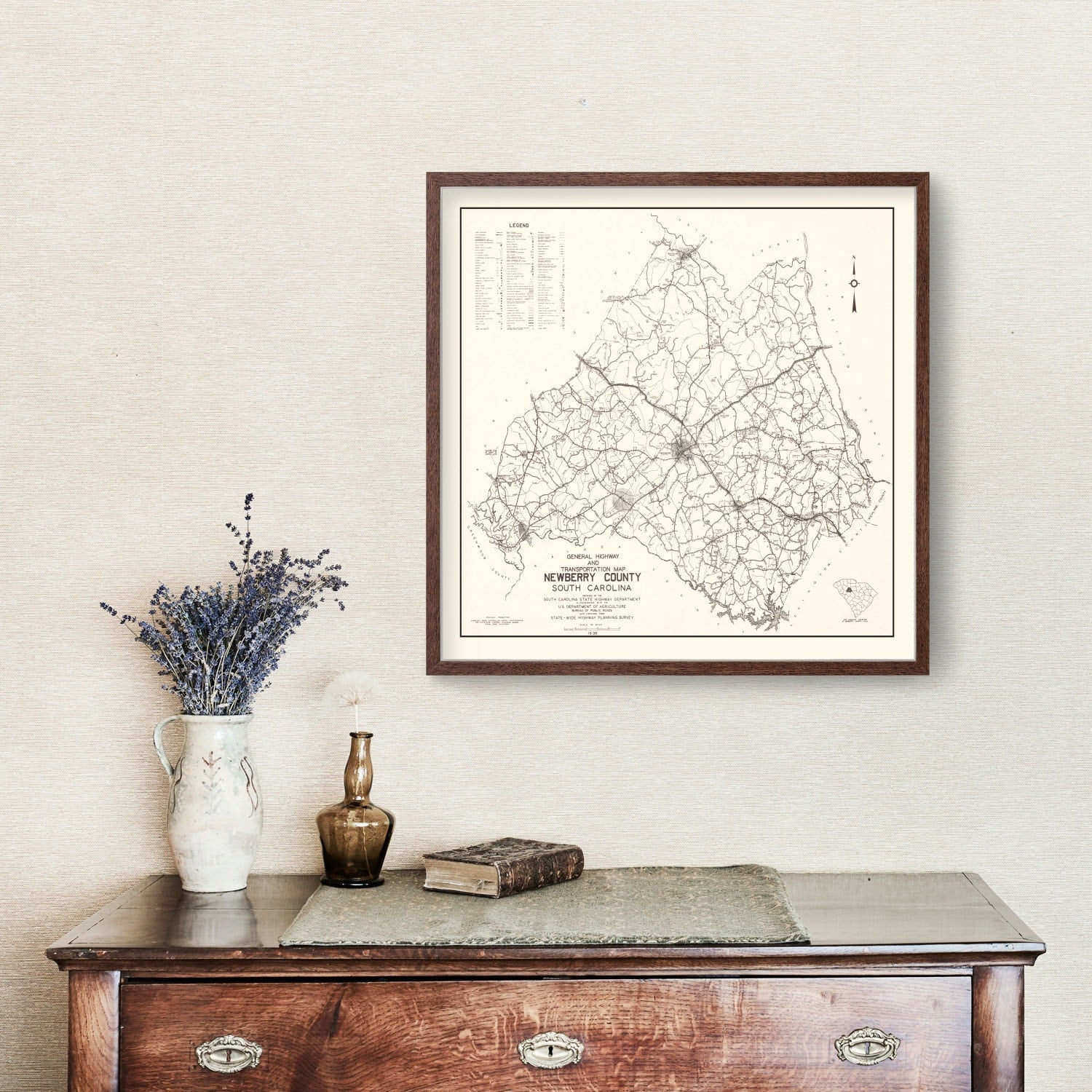 Vintage Map of Newberry County, South Carolina 1938