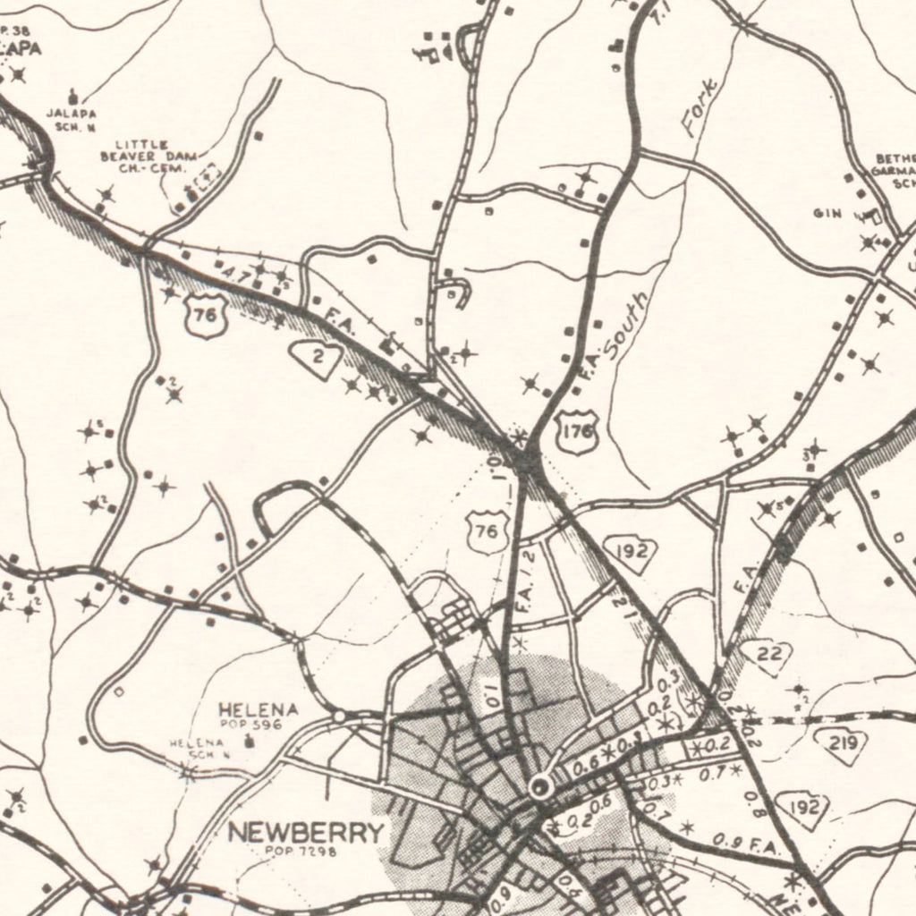Vintage Map of Newberry County, South Carolina 1938