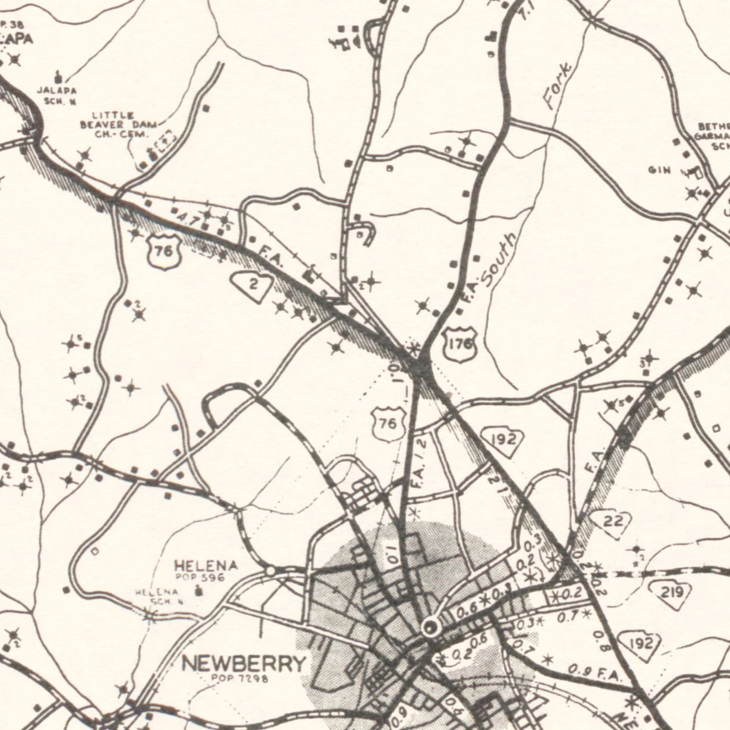 Vintage Map of Newberry County, South Carolina 1938