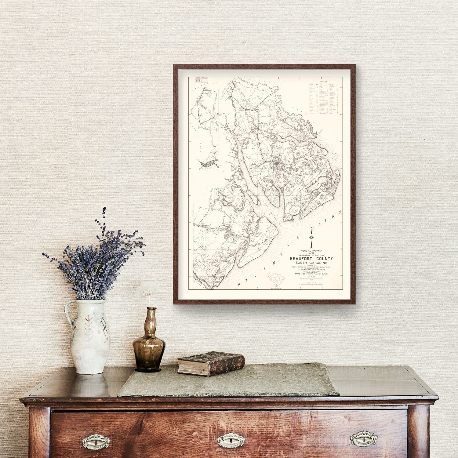 Vintage Map of Beaufort County, South Carolina 1938