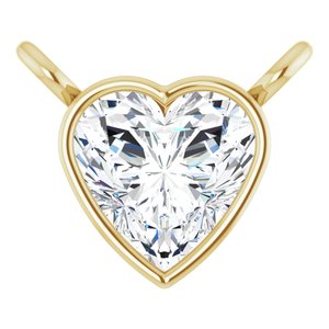 14K Yellow 4 mm Heart 1/5 CT Lab-Grown Diamond Necklace Center