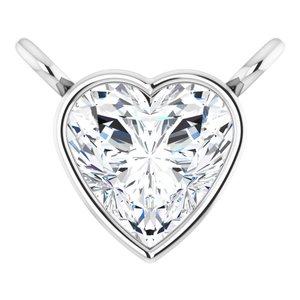 14K White 4 mm Heart 1/5 CT Lab-Grown Diamond Necklace Center
