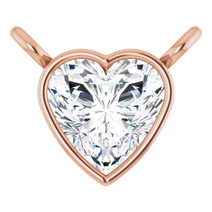 14K Rose 4 mm Heart 1/5 CT Natural Diamond Necklace Center