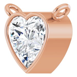 14K Rose 5 mm Heart 1/2 CT Natural Diamond Necklace Center