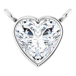 14K White 5 mm Heart 1/2 CT Lab-Grown Diamond Necklace Center