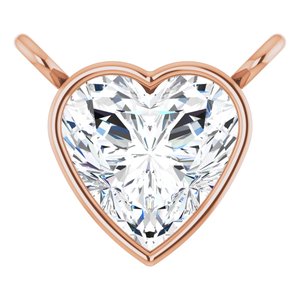 14K Rose 5 mm Heart 1/2 CT Lab-Grown Diamond Necklace Center