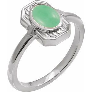 Sterling Silver Natural Chrysoprase Cabochon Ring