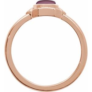 14K Rose Gold Natural Pink Tourmaline Cabochon Ring