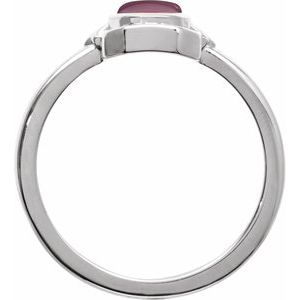 Sterling Silver Natural Pink Tourmaline Cabochon Ring