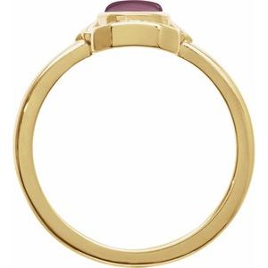 14K Yellow Gold Natural Pink Tourmaline Cabochon Ring
