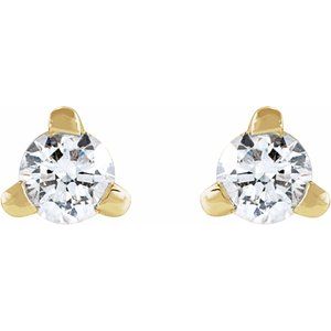 14K Yellow Gold .03 CT Natural Diamond Press Fit Back Stud Earring – image 2