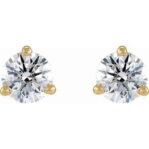 14K Yellow Gold 1/6 CT Natural Diamond Press Fit Back Stud Earring