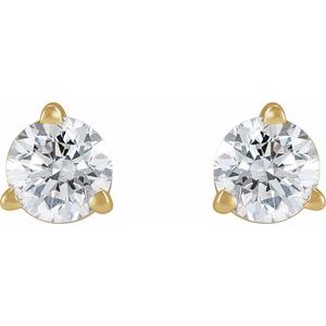 14K Yellow Gold 1/5 CT Natural Diamond Press Fit Back Stud Earring – image 2