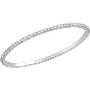 14K White Gold 5 CTW Natural Diamond Stackable Bangle 8" Bracelet