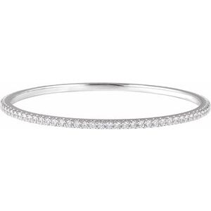 14K White Gold 5 CTW Natural Diamond Stackable Bangle 8" Bracelet