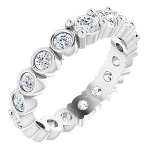 14K White 1 1/6 CTW Natural Diamond Reversible Eternity Band Size 4