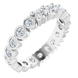 14K White 1 1/4 CTW Natural Diamond Reversible Eternity Band Size 4.5