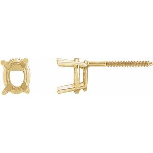 14K Yellow Gold 4x3 mm Oval 4-Prong Lightweight Earring Mounting