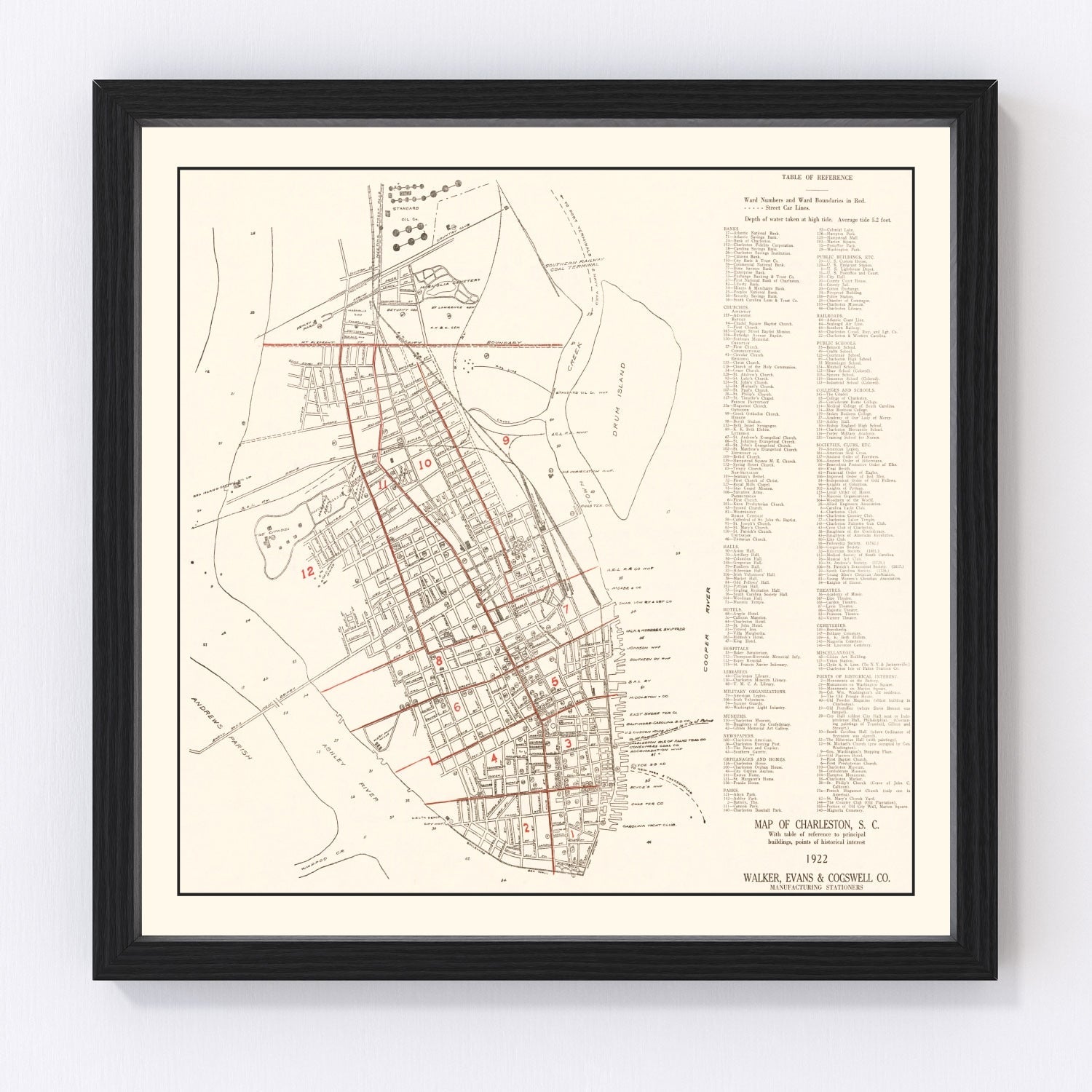 Vintage Map of Charleston, South Carolina 1922