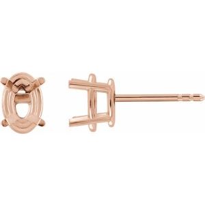 14K Rose Gold 6x4 mm Oval 4-Prong Lightweight Earring Mounting