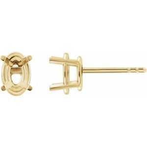 14K Yellow Gold 9x7 mm Oval 4-Prong Lightweight Earring Mounting